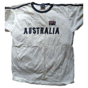 Samsousan Australia Original Soccer Jersey  White & Navy Blue Cotton Size XL